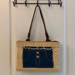 Jeans and Straw Summer Bag